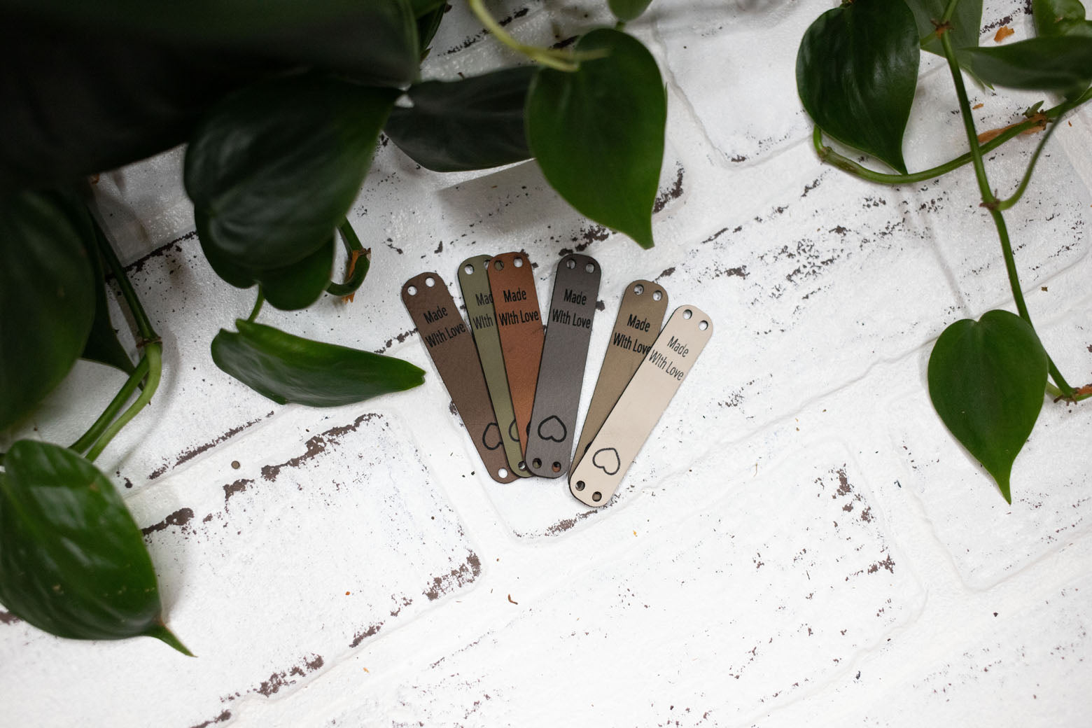 Made with Love Tags, Faux Leather Labels for Handmade Items, Custom Faux Leather Tags for Knitting and Crochet, 2.5" x 0.5"