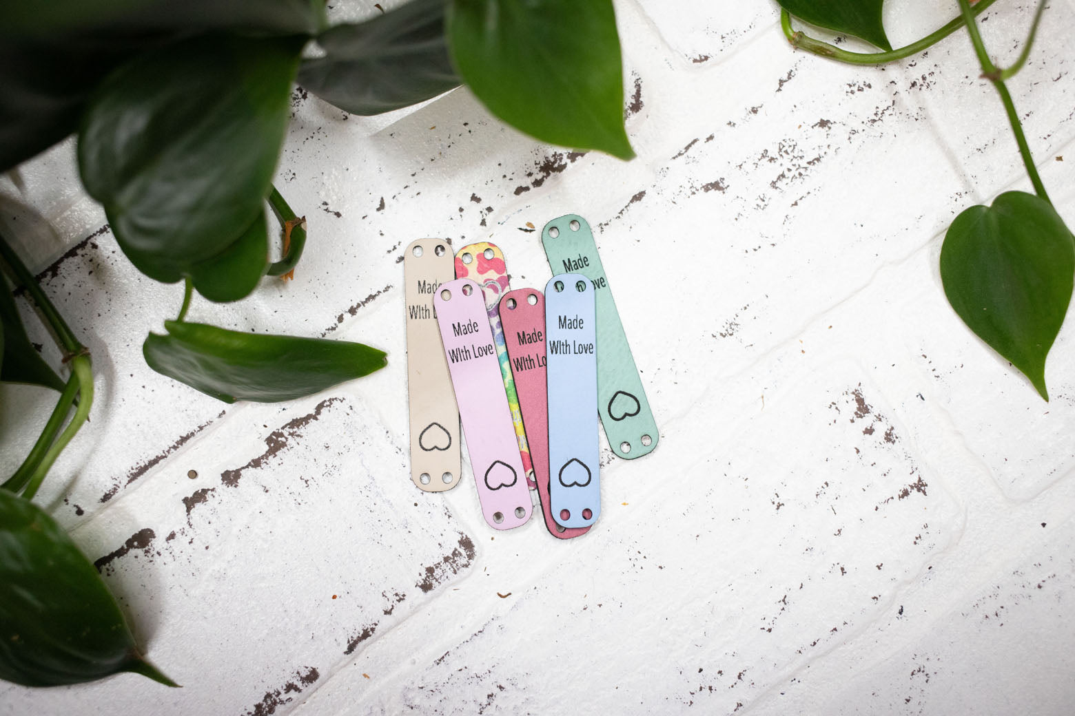 Made with Love Tags, Faux Leather Labels for Handmade Items, Custom Faux Leather Tags for Knitting and Crochet, 2.5" x 0.5" (Copy)