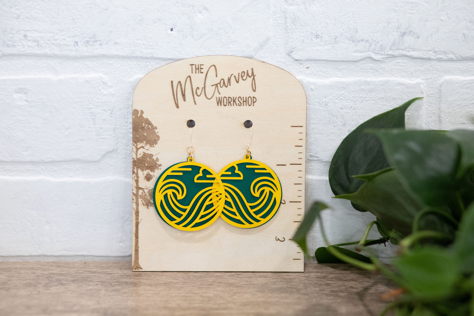 Wave Dangle Earrings, Circle Wave Earrings, Plastic Earrings, Hypoallergenic