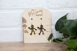 Skeleton Dangle Earrings, Halloween Earrings, Plastic Earrings, Hypoallergenic