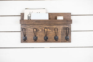 Wall Mounted Coat Rack and Ledge with Farmhouse Style Hooks