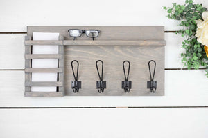 Entryway Mailbox, Easy Install Home Entry Organizer, Wall Mounted Coat Hook Rack