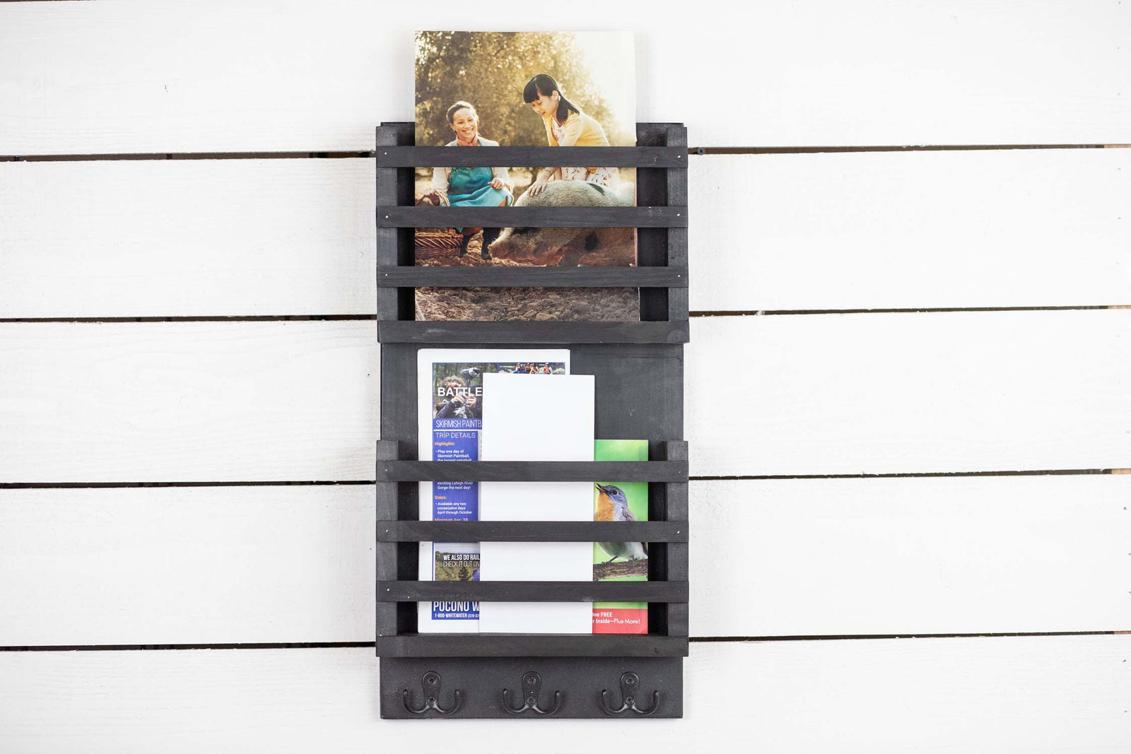 Double Slot Tall Mail and Key Holder, Home Entryway Organization