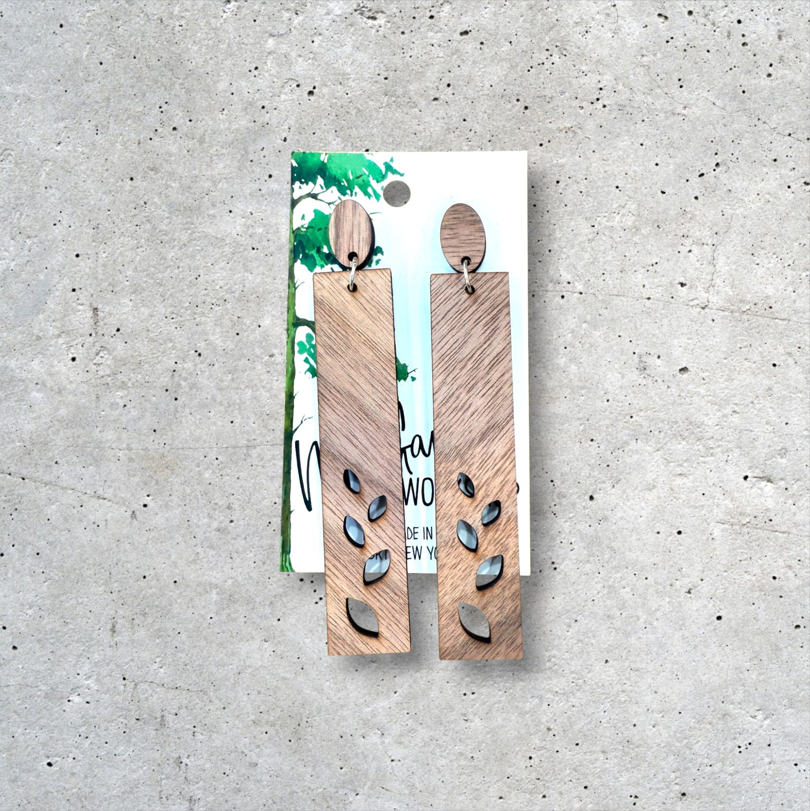 Wood Dangle Earrings, Wood Hoop Earrings, Hypoallergenic