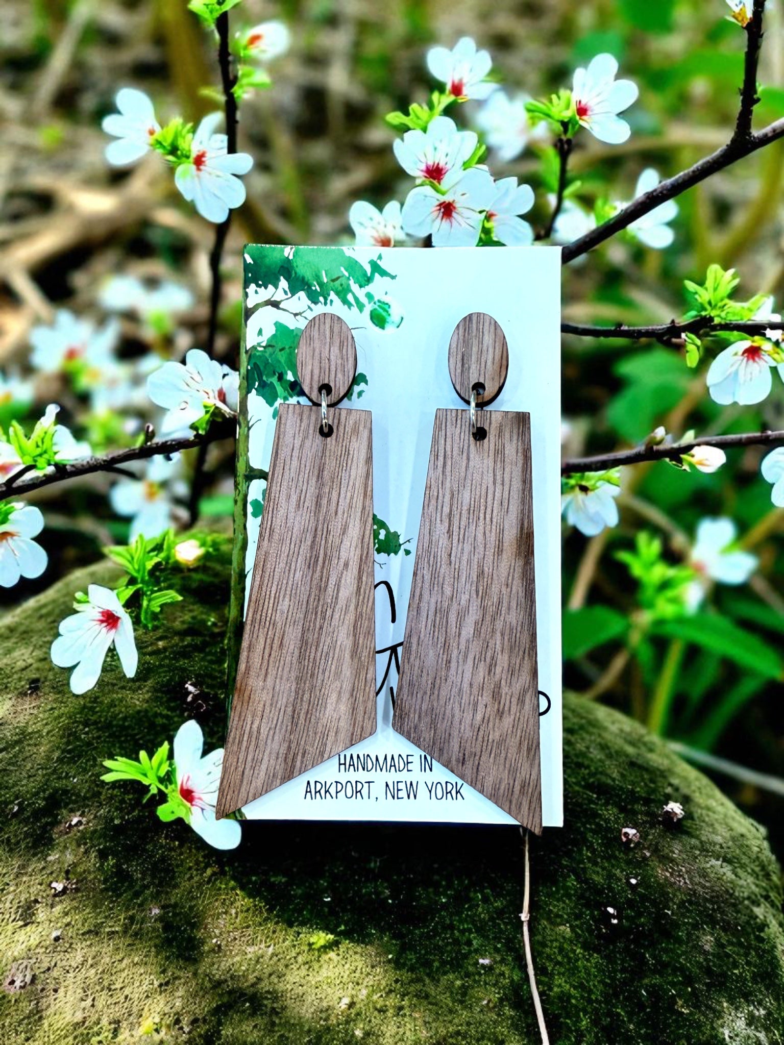Wood Dangle Earrings, Wood Earrings, Hypoallergenic