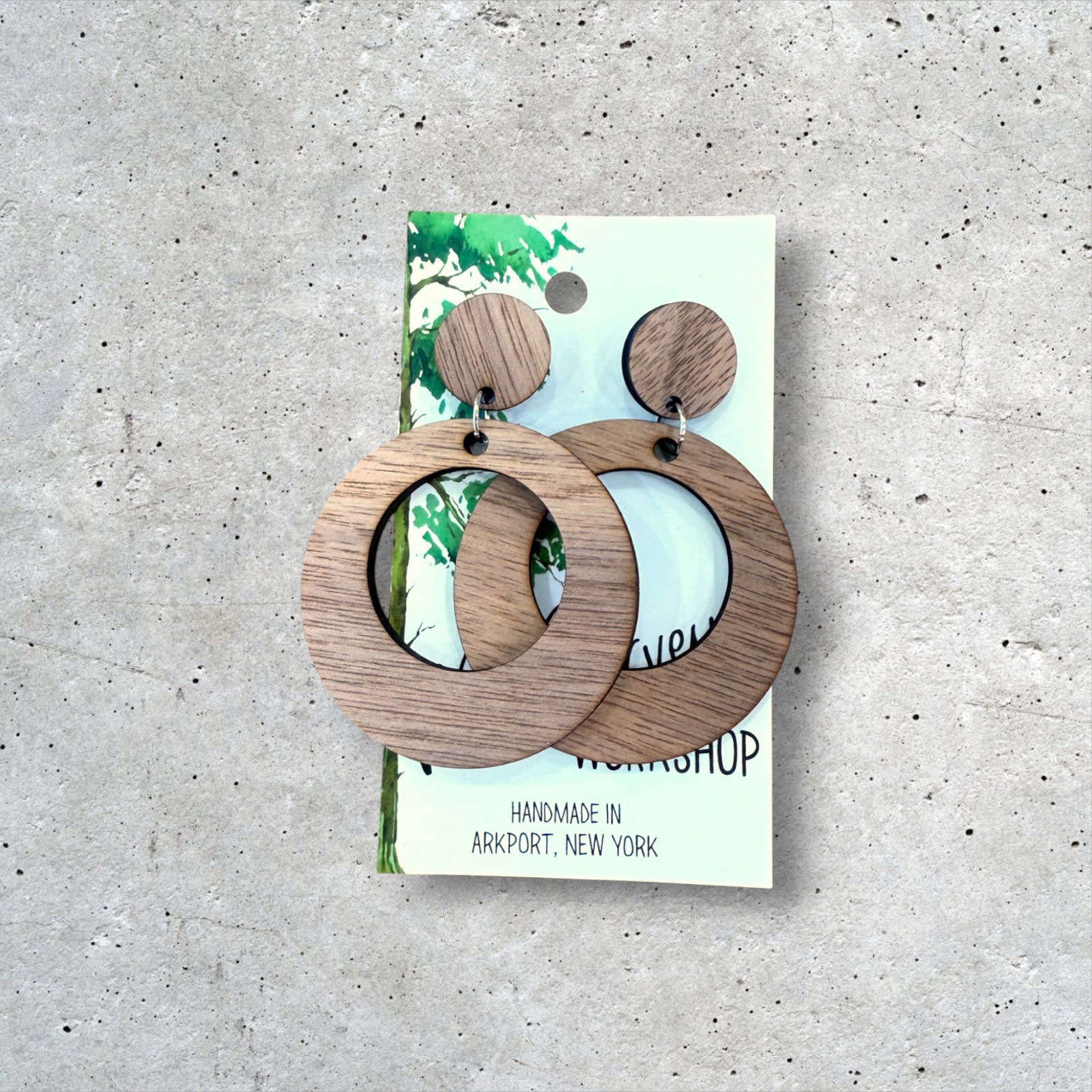 Wood Hoop Dangle Earrings, Wood Earrings, Hypoallergenic