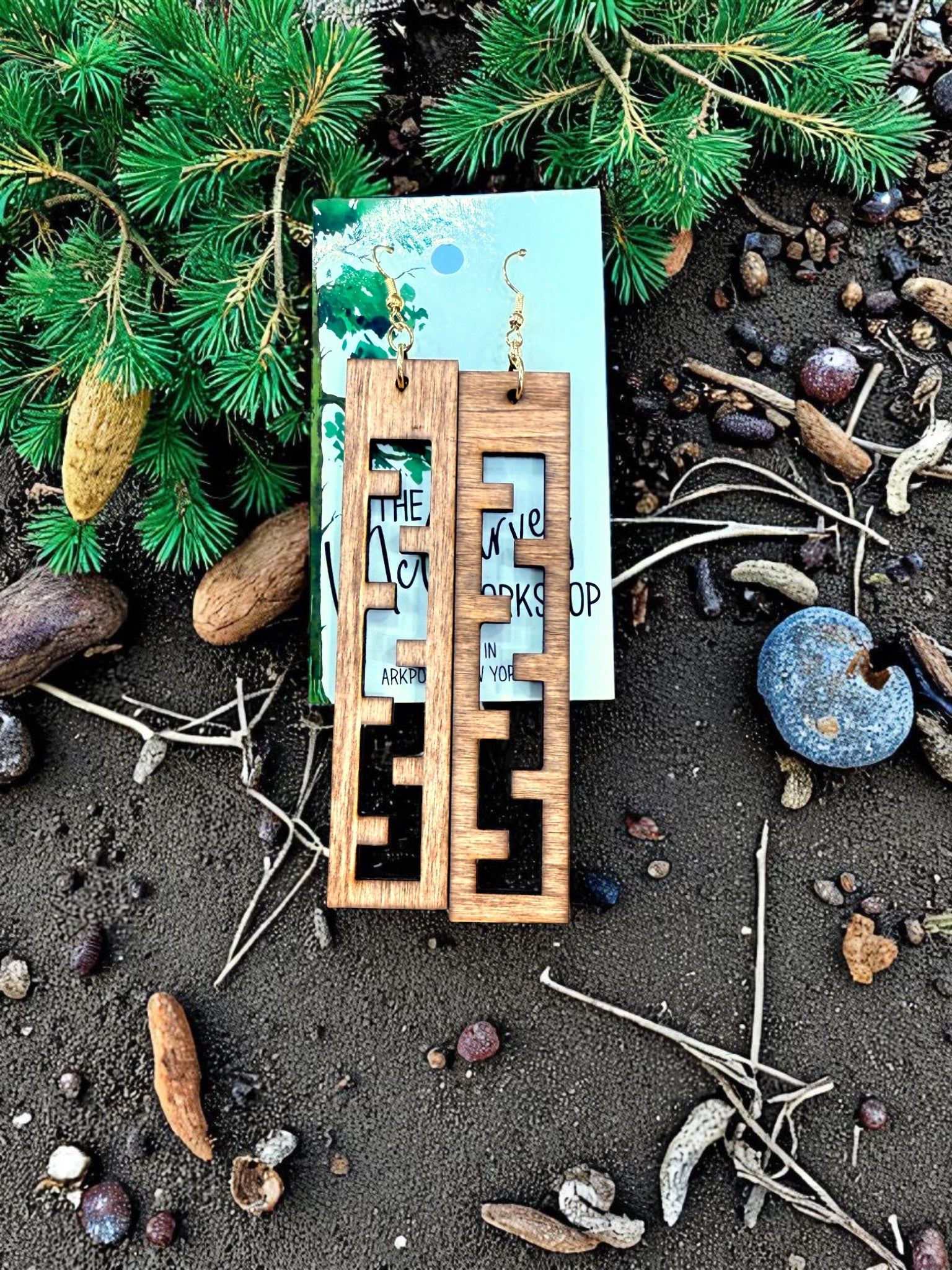 Wood Dangle Earrings, Wood Earrings, Hypoallergenic