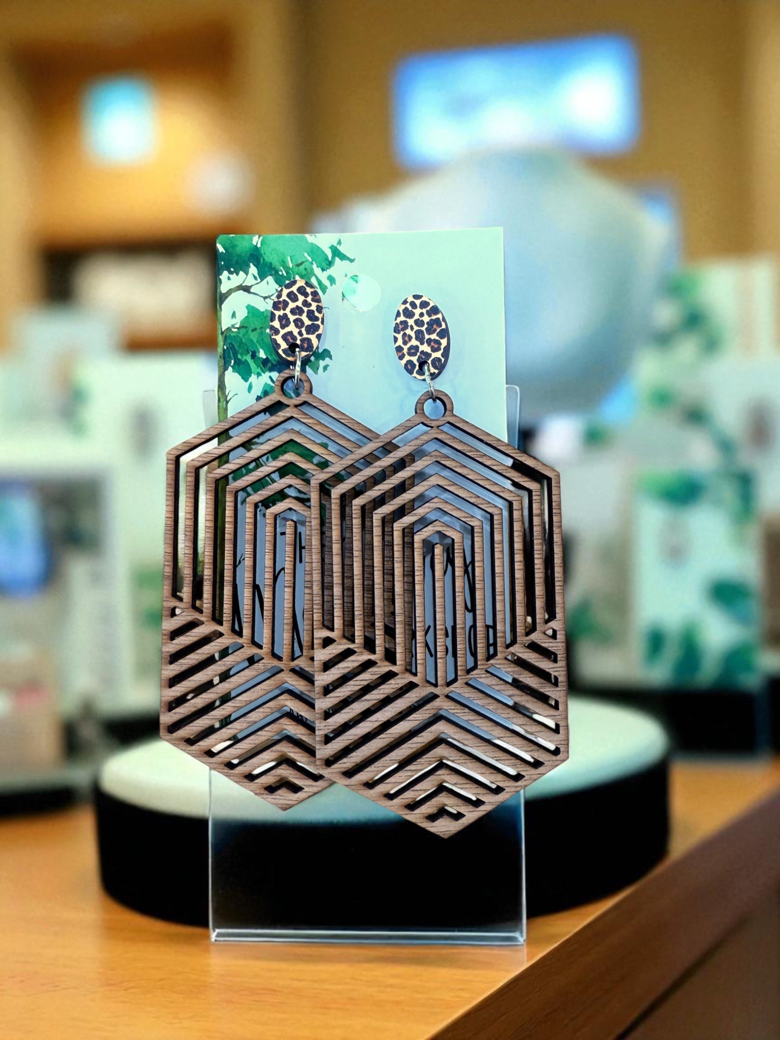 Wood Dangle Earrings, Wood Earrings, Hypoallergenic
