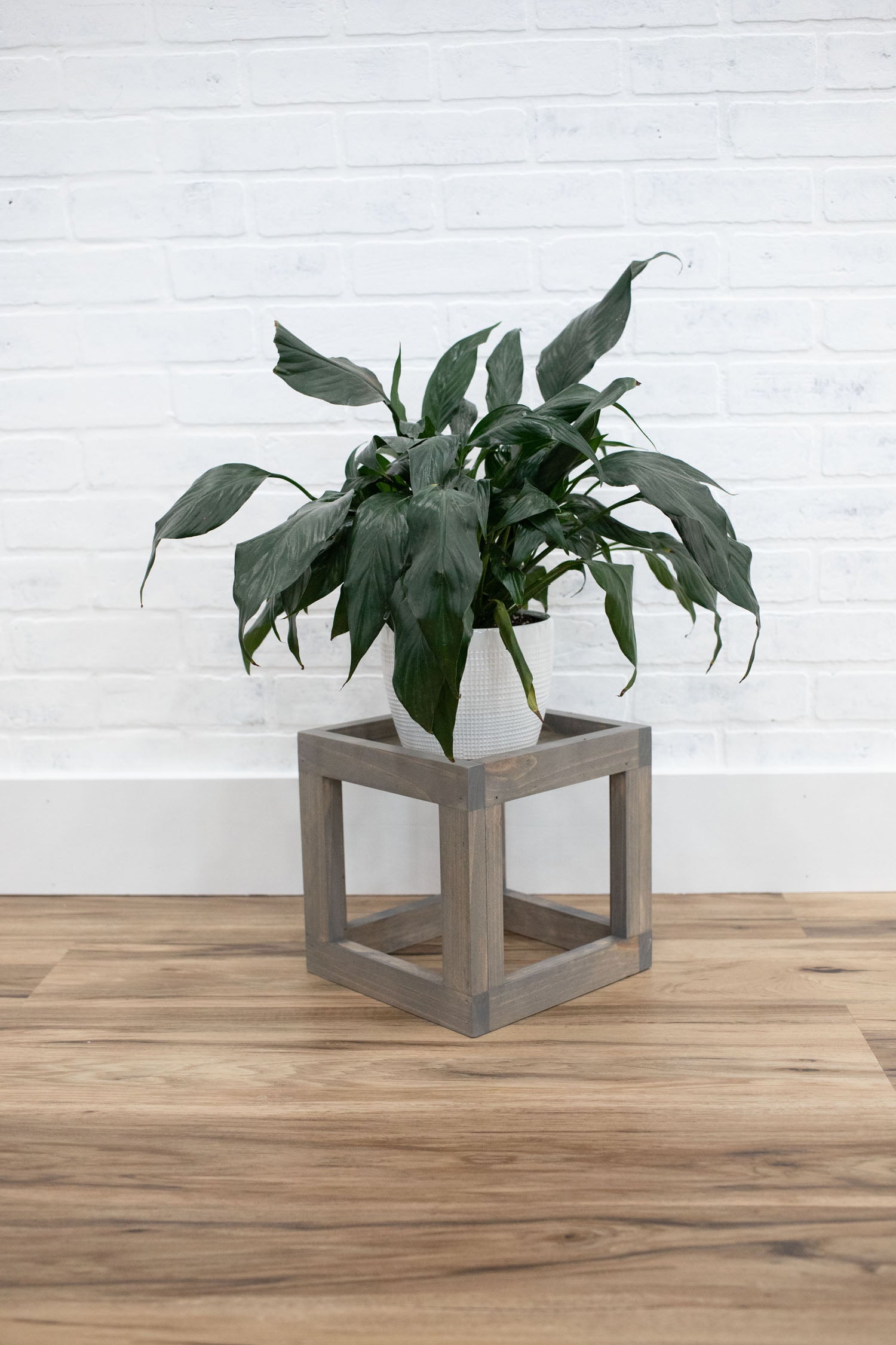 grey indoor plant stand Cube Plant Stand Small / Special Walnut