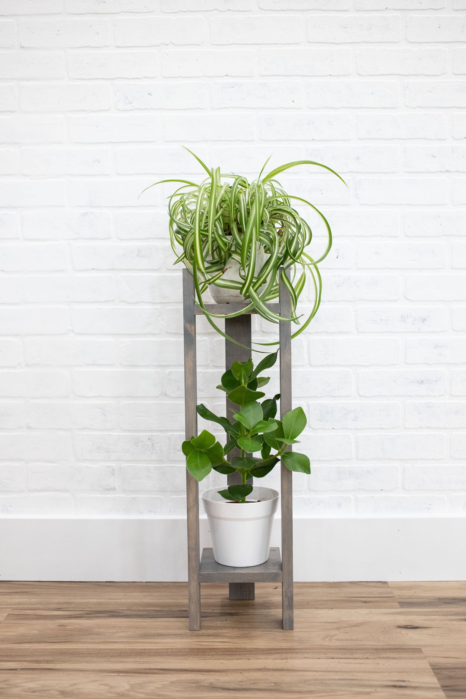 slim indoor plant stand Two Tier Plant Stand Special Walnut