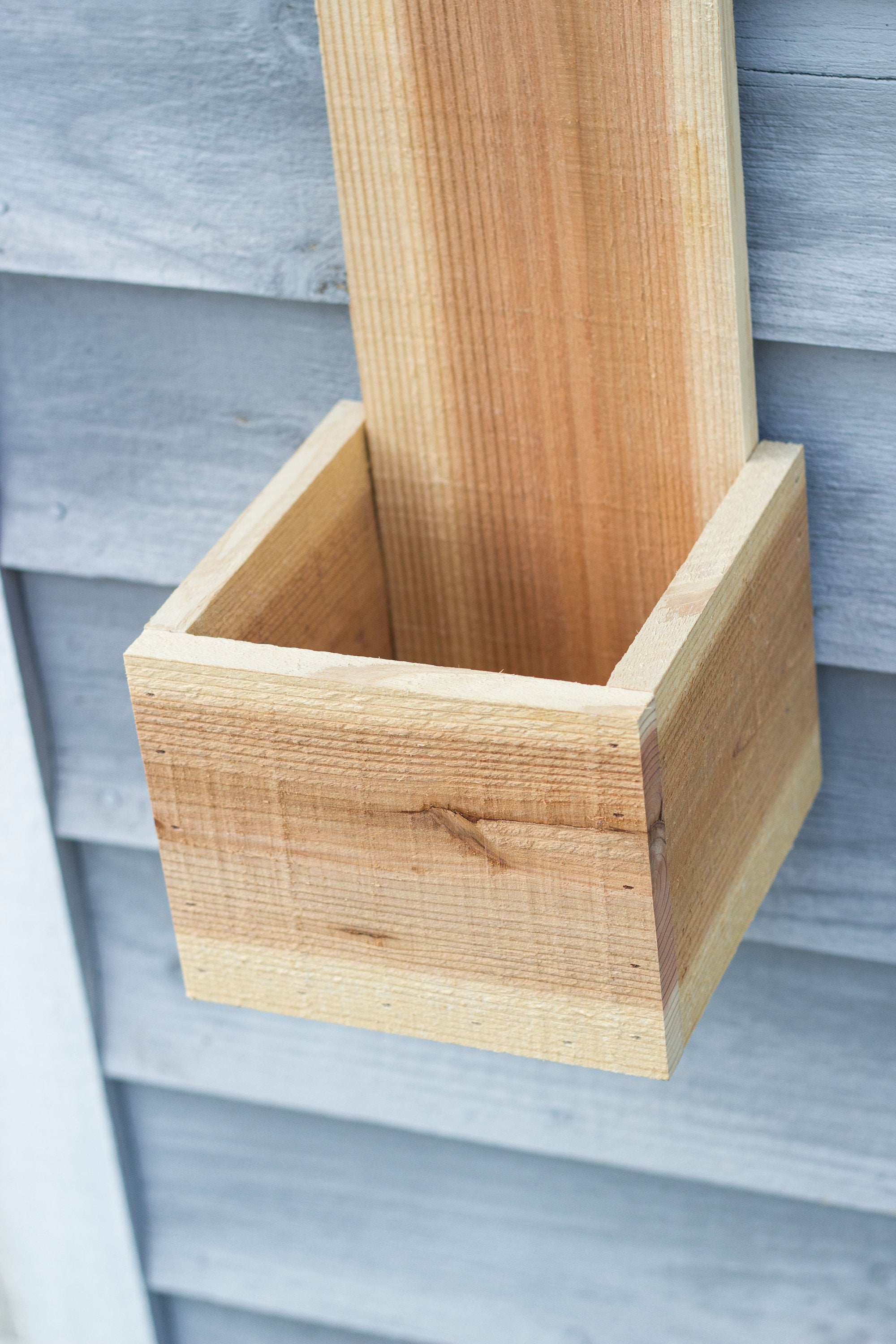 wood planter house number Rustic Vertical House Number Cedar Planter Box Special Walnut