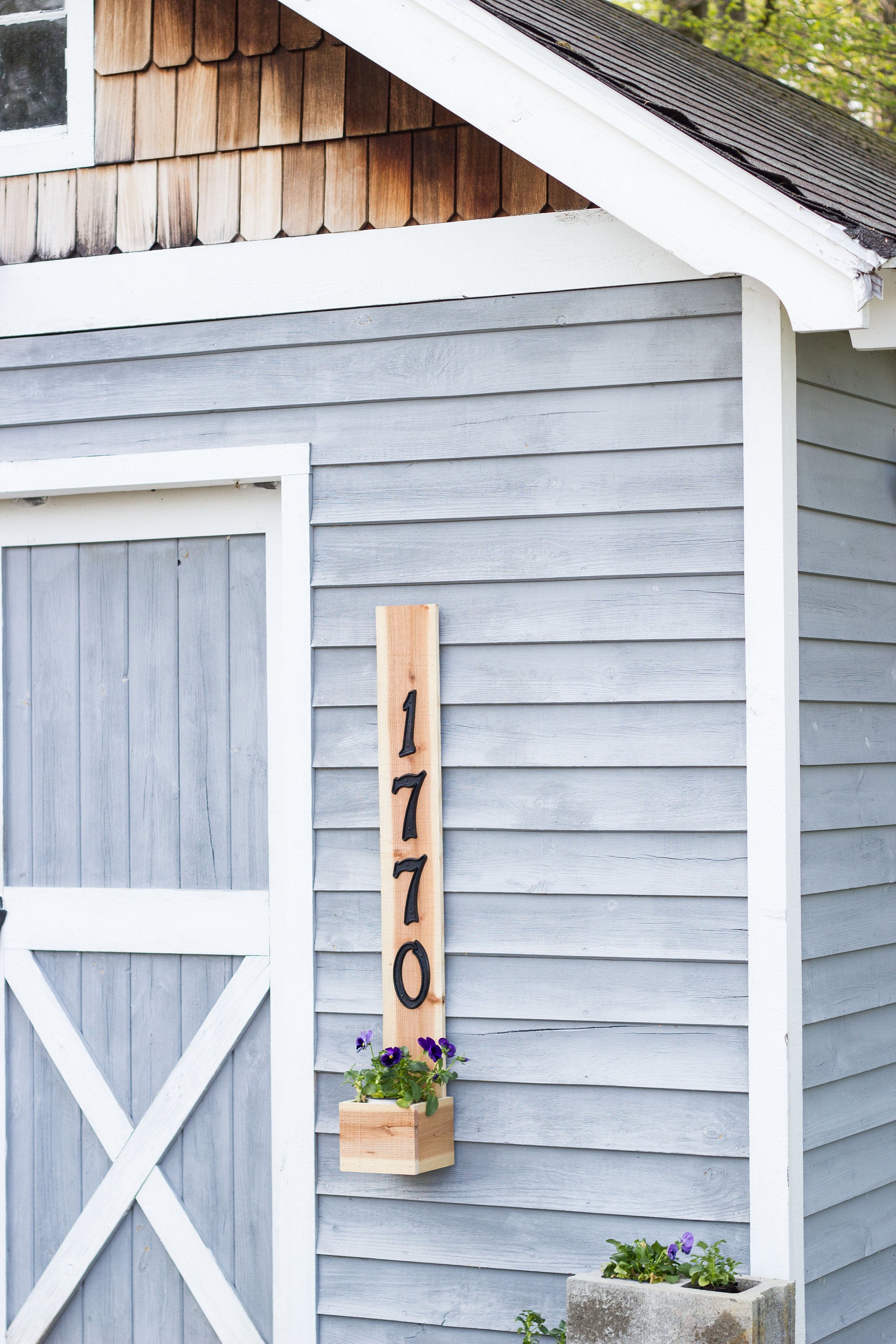 cedar planter box in front of house Rustic Vertical House Number Cedar Planter Box Special Walnut