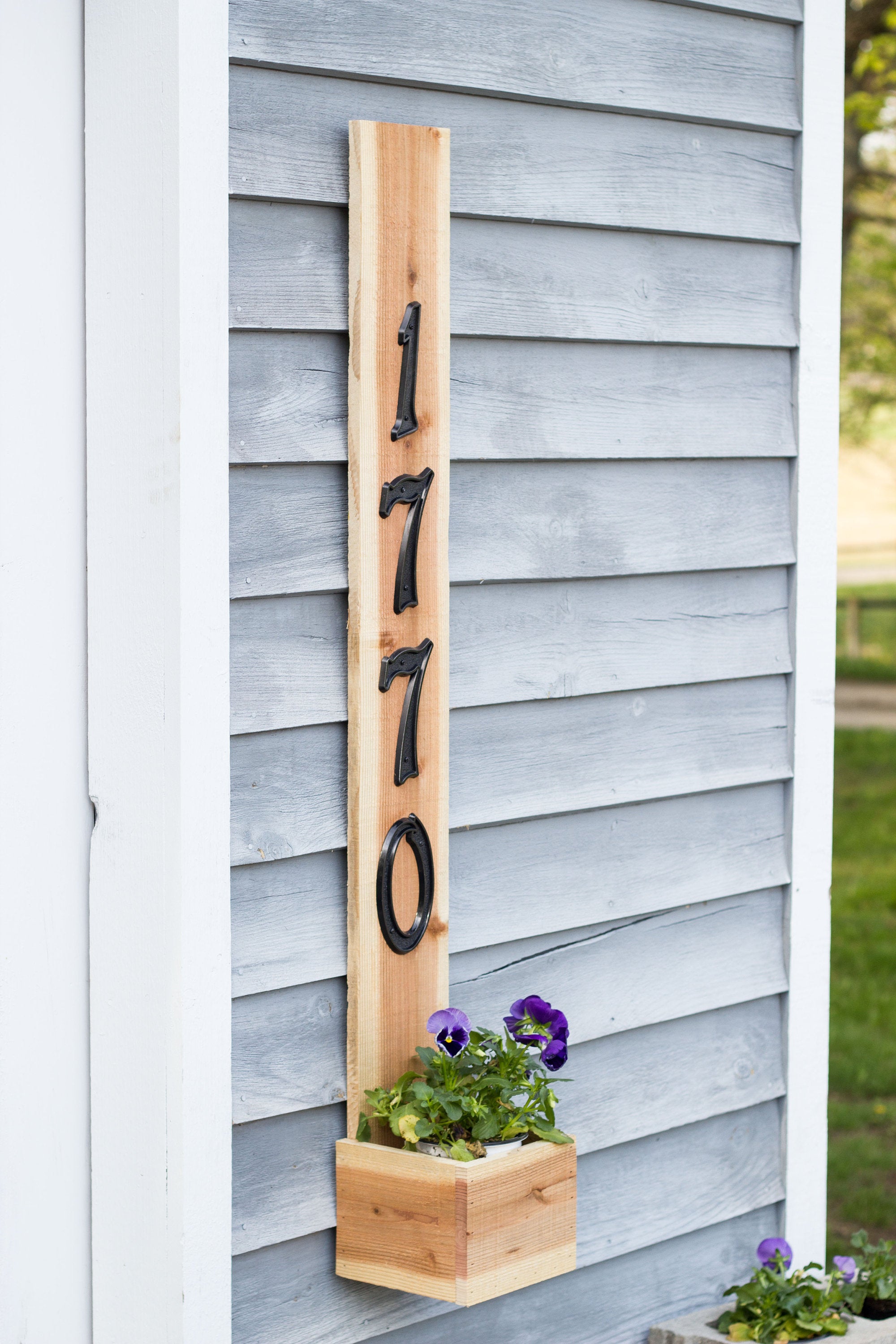 house number planter box plans Rustic Vertical House Number Cedar Planter Box Special Walnut