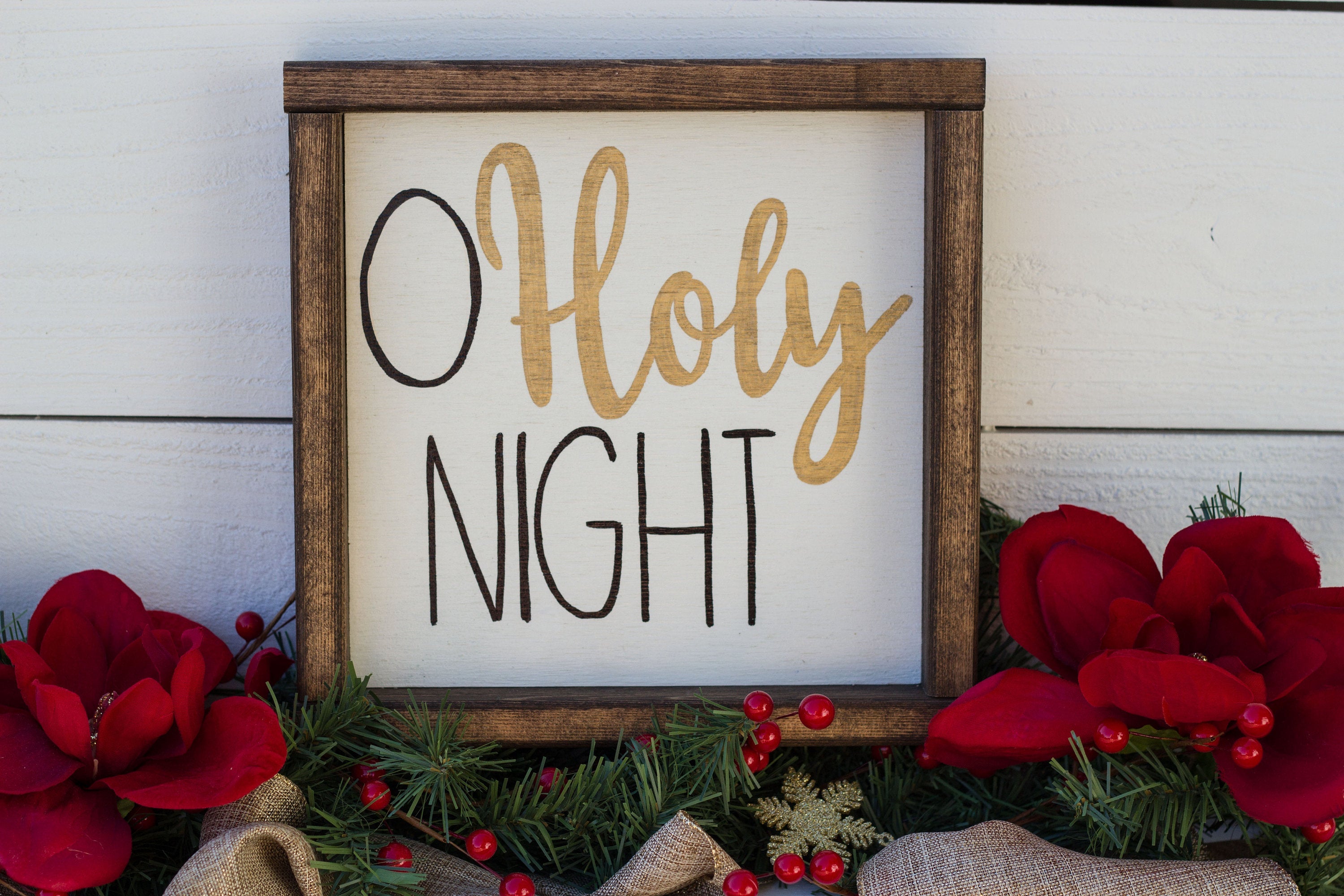 O holy night Christmas metal 12” round sign