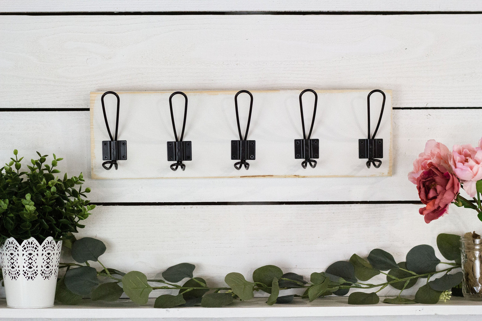 Wall Mount Coat Rack with Farmhouse Hooks