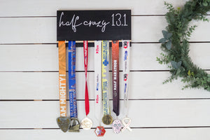 half crazy 13.1 Race Medal Display