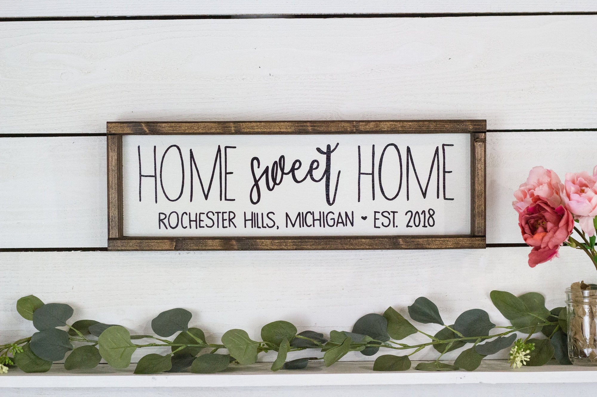 Home Sweet Home Sign with Location and Established Year - City, State Sign