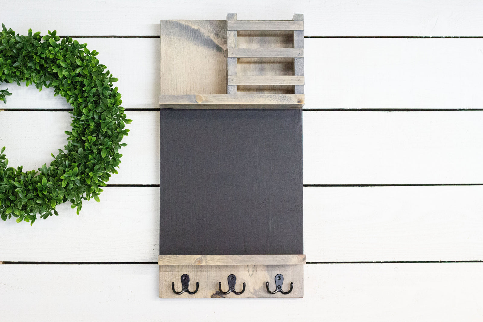 Home Organization Command Center, Chalkboard Mail Holder with Key Hooks