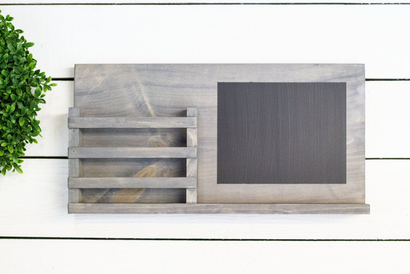 Wall Mount Mail Organizer with Chalkboard and Small Shelf