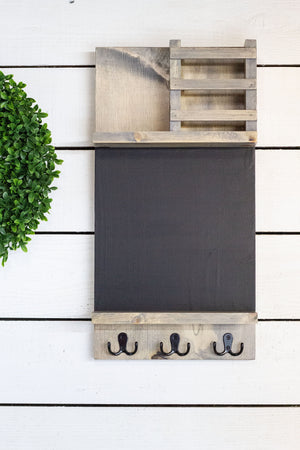 Home Organization Command Center, Chalkboard Mail Holder with Key Hooks