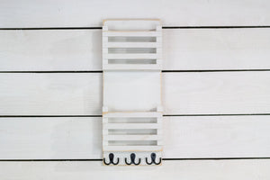 Vertical Double Slot Mail Organizer with Key Hooks