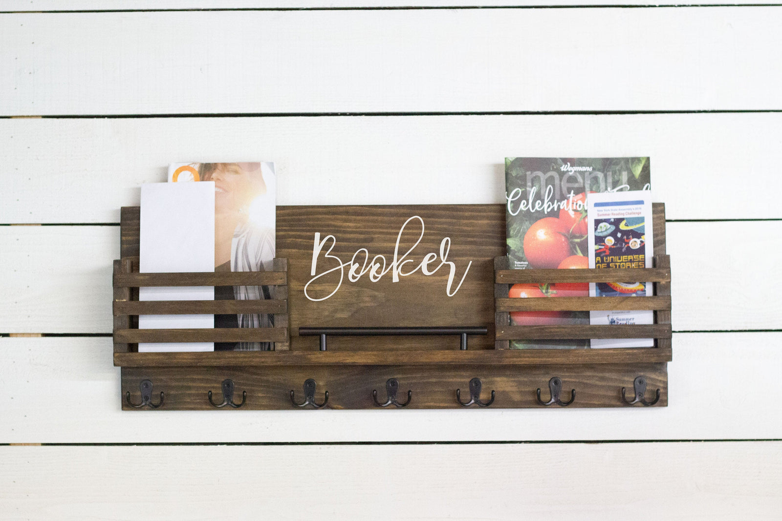 Wall Mounted Wide Mail Holder with Two Mail Slots