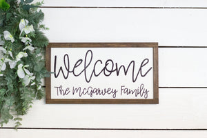 Welcome Custom Family Name Wood Sign