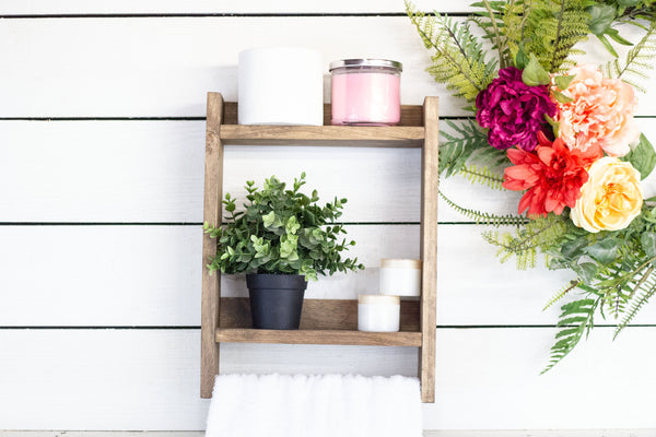 hanging plants on towel rack Hanging Shelf with Towel Bar Espresso