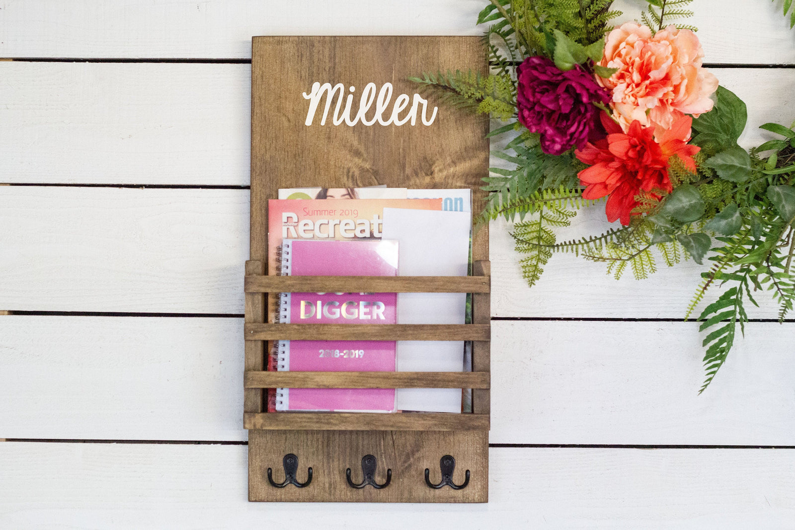 Mail Holder with Personalization and Key Hooks