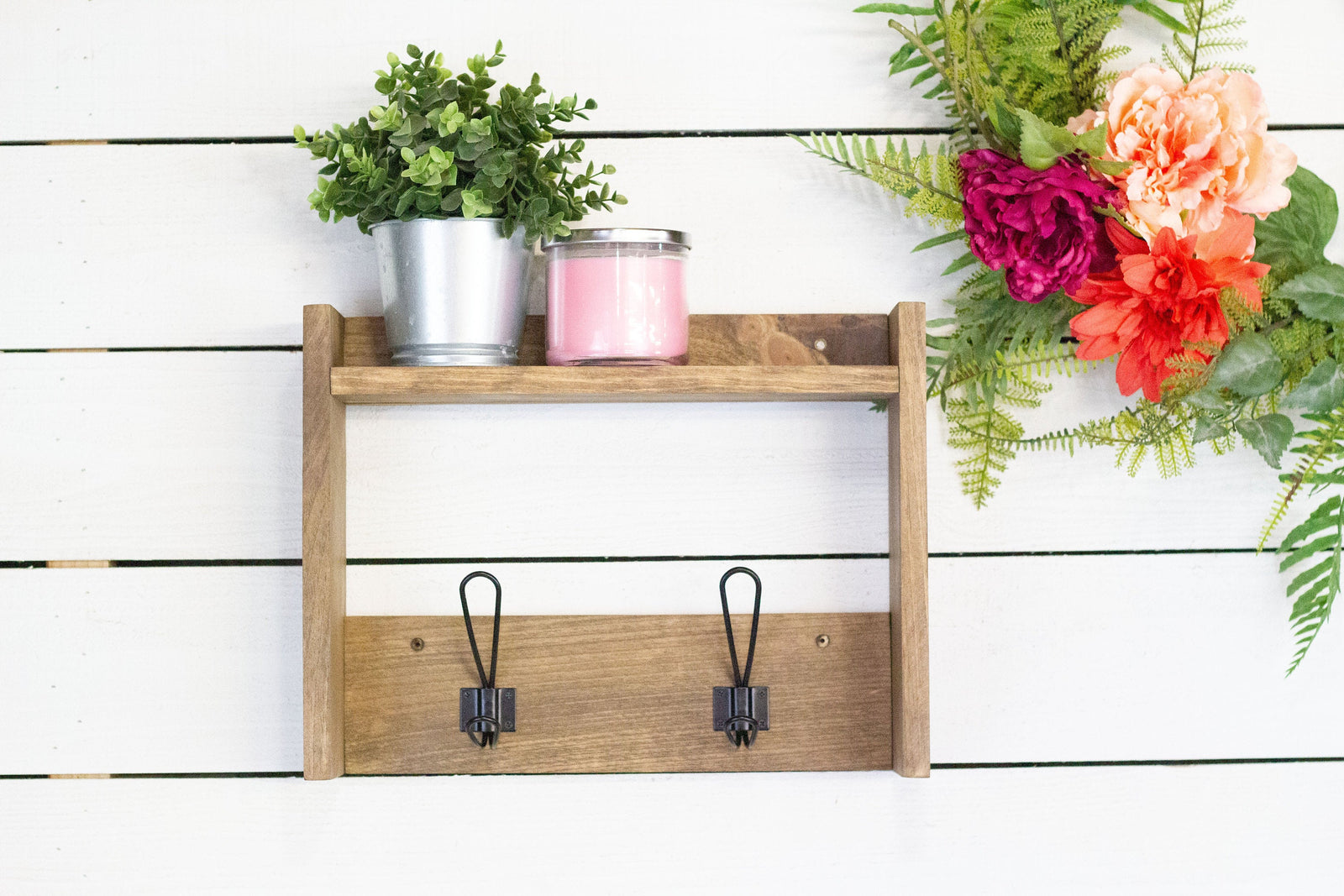 Entryway Shelf with Farmhouse Hooks