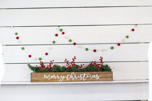 Merry + Bright Christmas Centerpiece, Wood Box