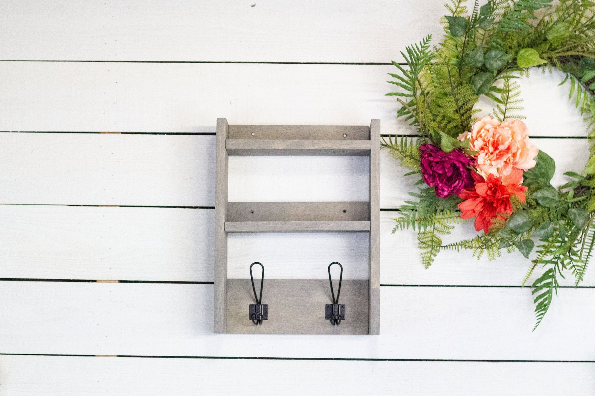 Wall Mounted Entryway Shelf with Coat Hooks - The McGarvey Workshop
