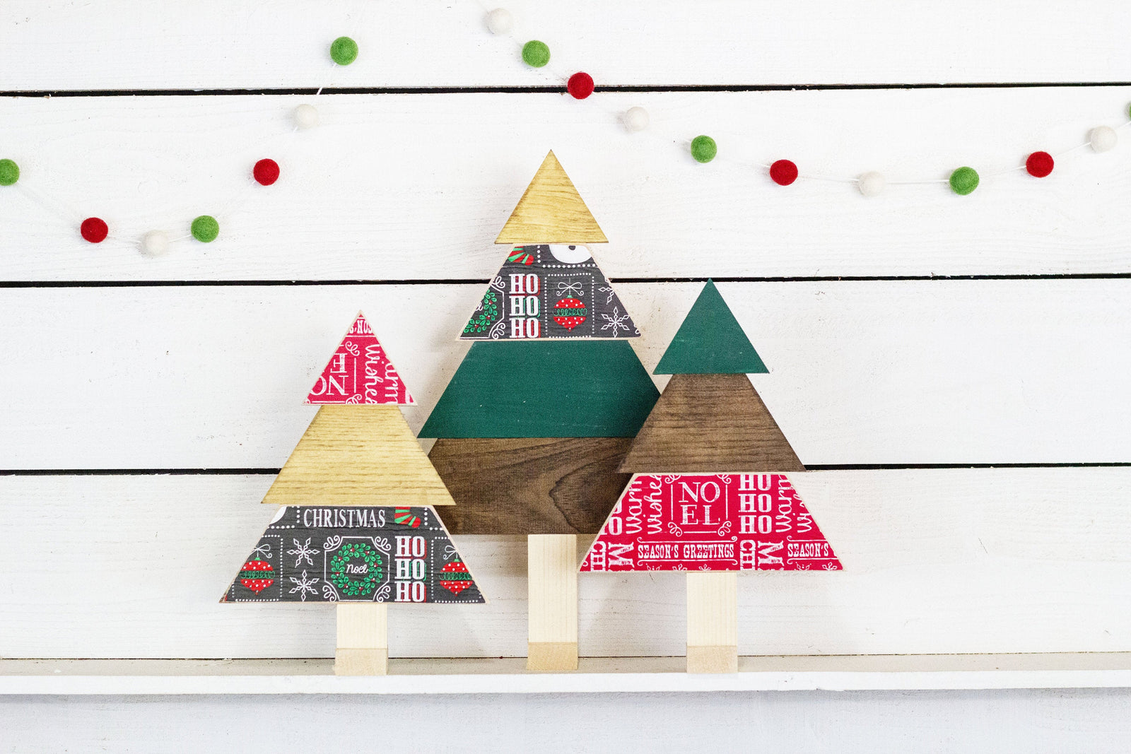 Multi-color Christmas Trees, Set of 3