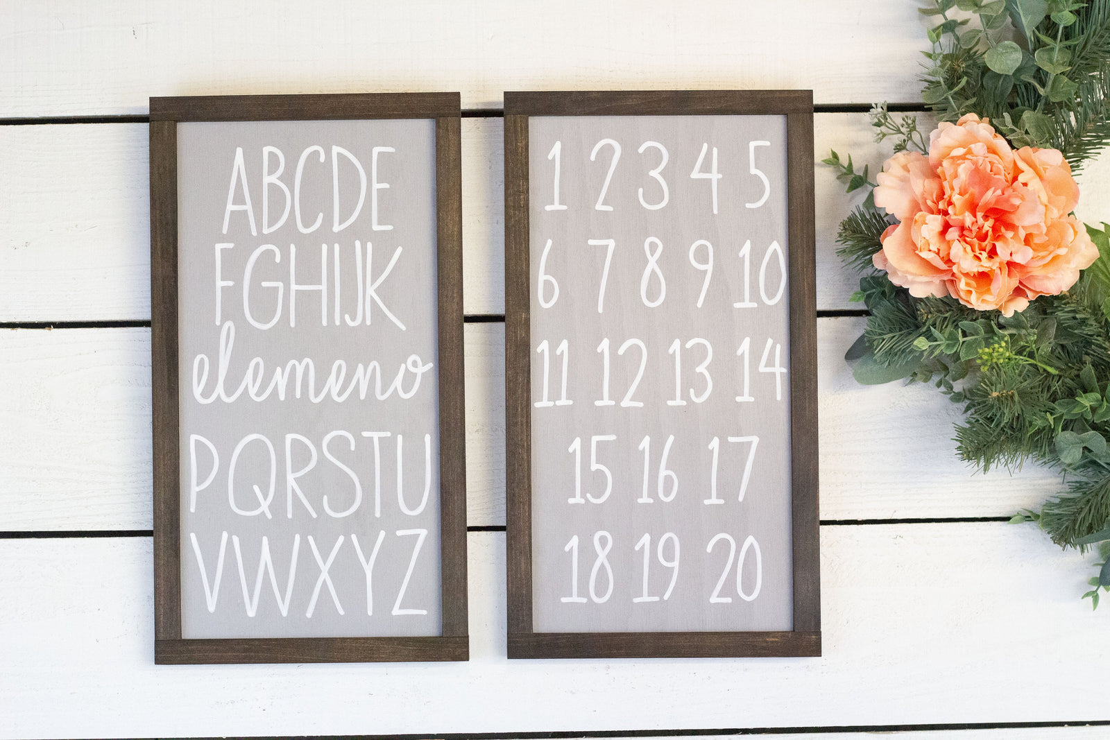 ABC + 123 Wood Signs