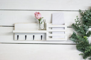 Thin Mail Holder with Single Key Hooks and Small Shelf