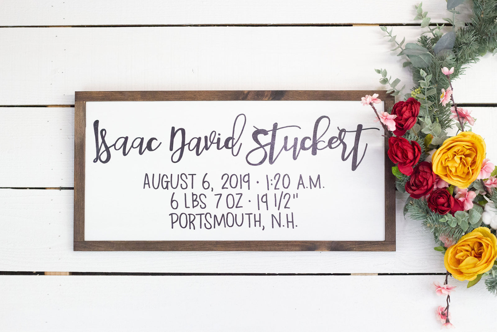 Personalized Newborn Stat Wood Sign