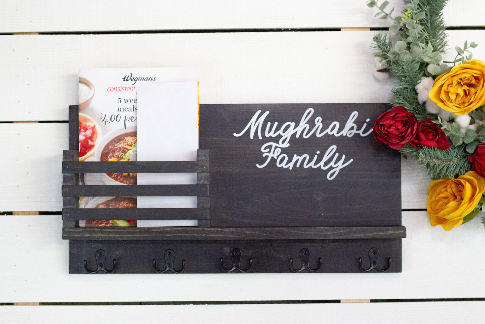 Mail Holder with Key Hooks