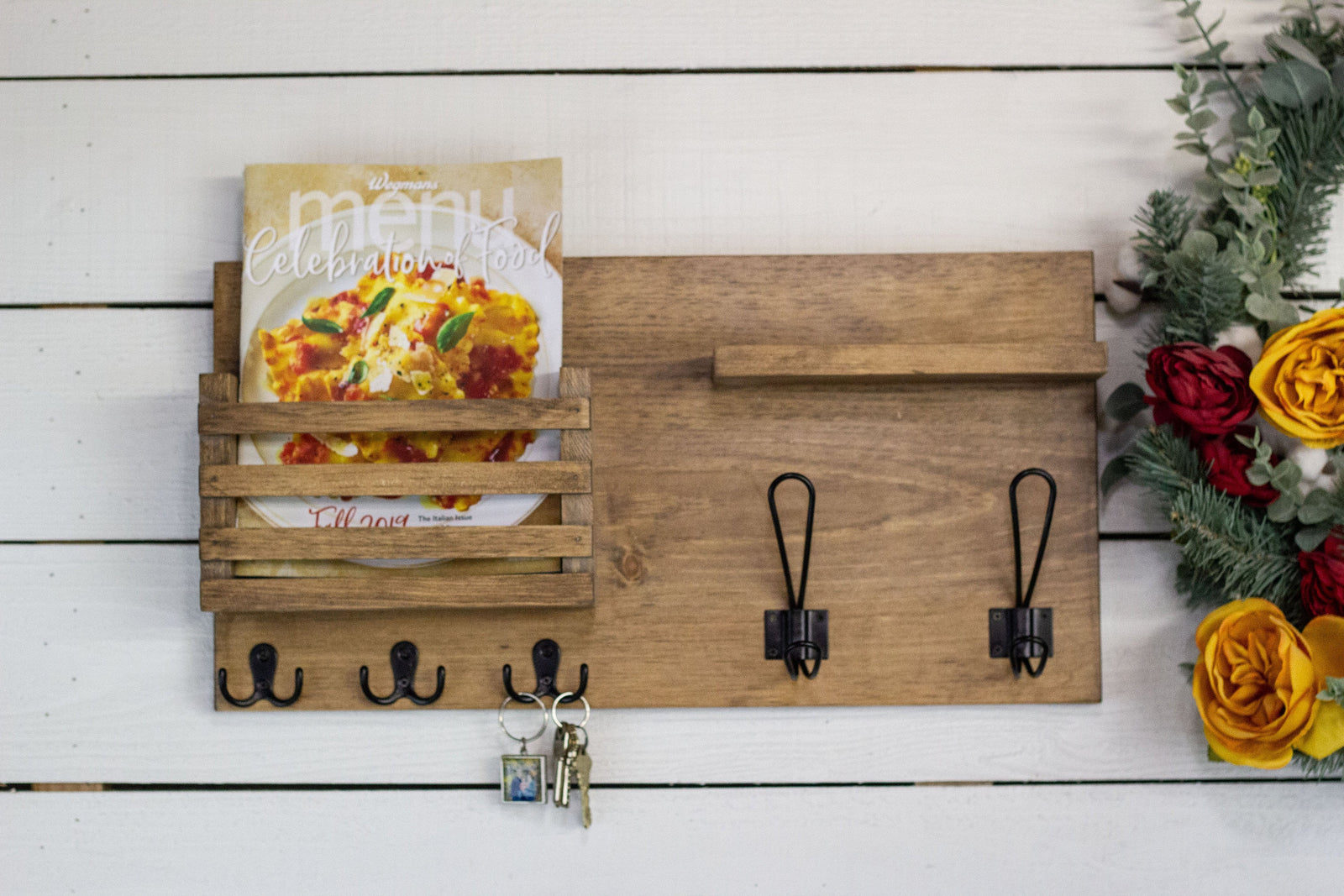 Home Entry Organizer, Coat Rack, Key Hook and Mail Holder