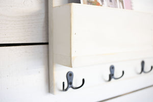 Solid Front Mail Holder with Shelf and Key Hooks.