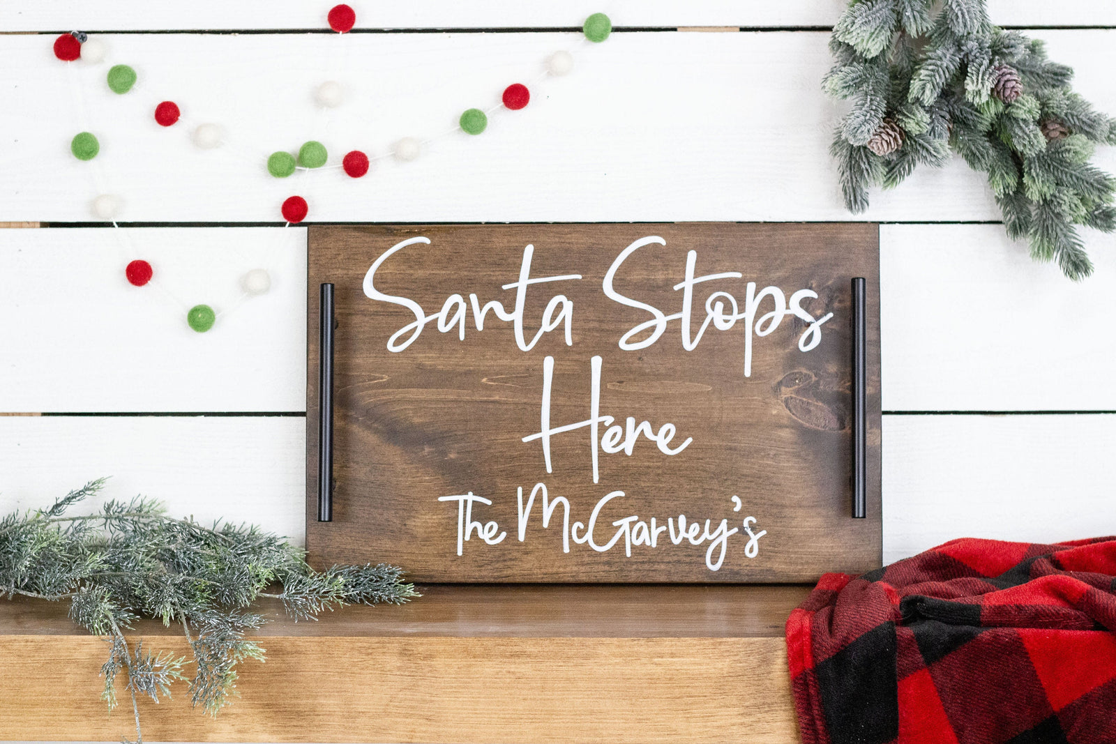 Santa Stops Here Christmas Tray